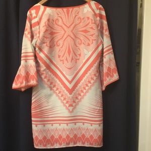 Gorgeous above knee coral and cream dress